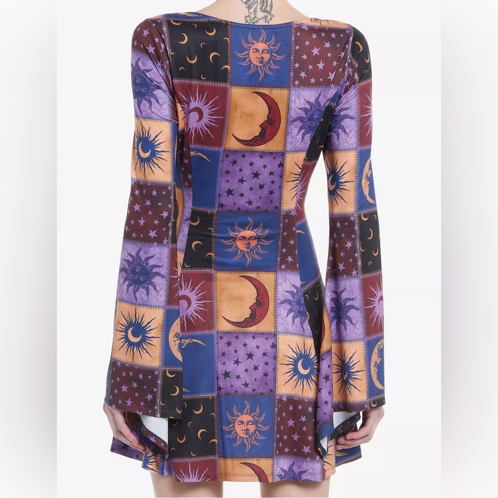 Cosmic Aura Celestial Patchwork Bell Sleeve Dress… - image 3